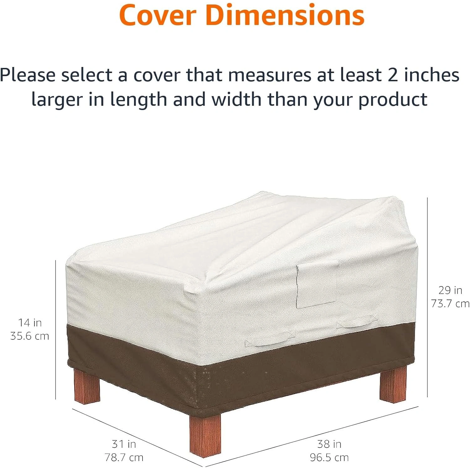 2 Pack Single Outdoor Lounge Seat Cover | Deep Seat Patio Chair Covers, image 2